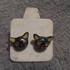 Betsey johnson black cat studs